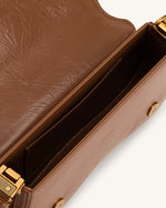 Sac bandoulière Joy en cuir froissé - Marron