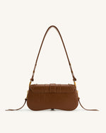 Sac bandoulière Joy en cuir froissé - Marron