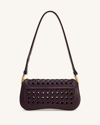 Joy Sac à bandoulière tissé - Rouge foncé