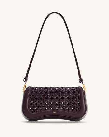 Joy Sac à bandoulière tissé - Rouge foncé
