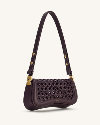 Joy Sac à bandoulière tissé - Rouge foncé