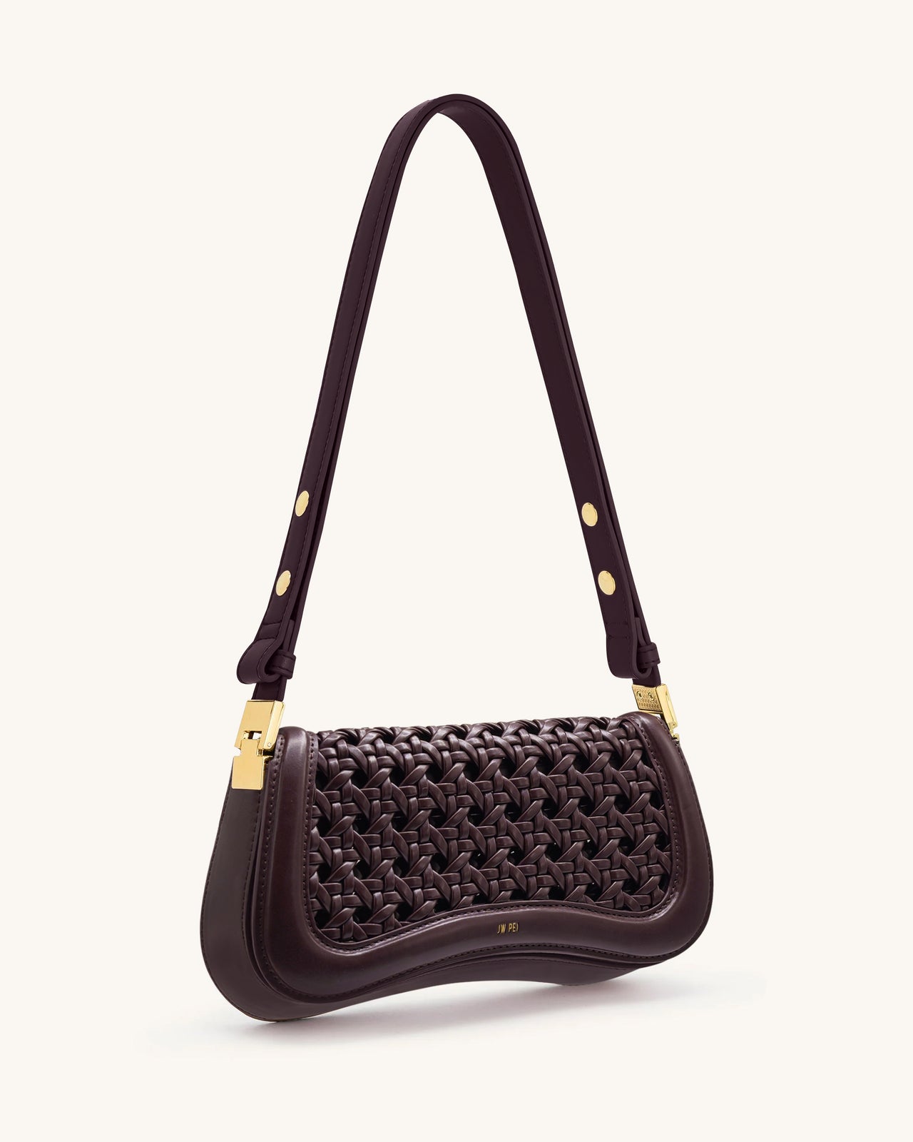 Joy Sac à bandoulière tissé - Rouge foncé