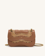 Sac bandoulière tissé en faux bambou Tina - Marron