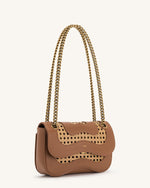Sac bandoulière tissé en faux bambou Tina - Marron
