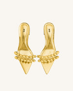 Gianna Mules à bride perlée – Doré