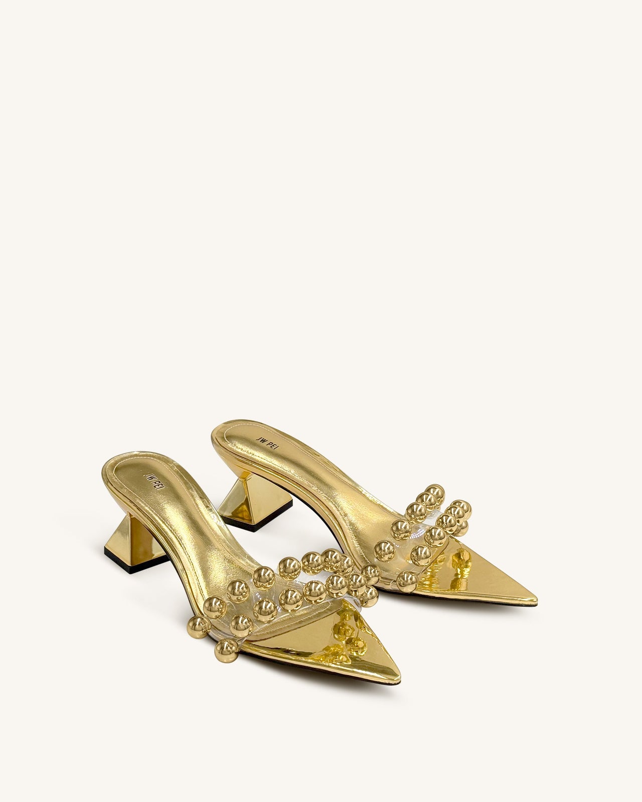 Gianna Mules à bride perlée – Doré