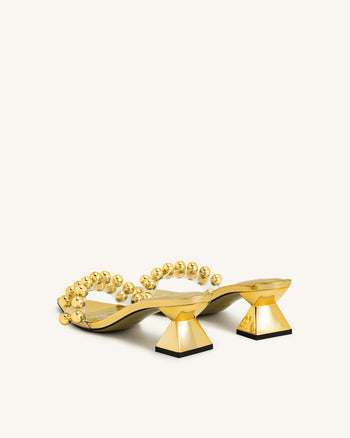 Gianna Mules à bride perlée – Doré