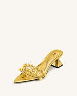 Gianna Mules à bride perlée – Doré