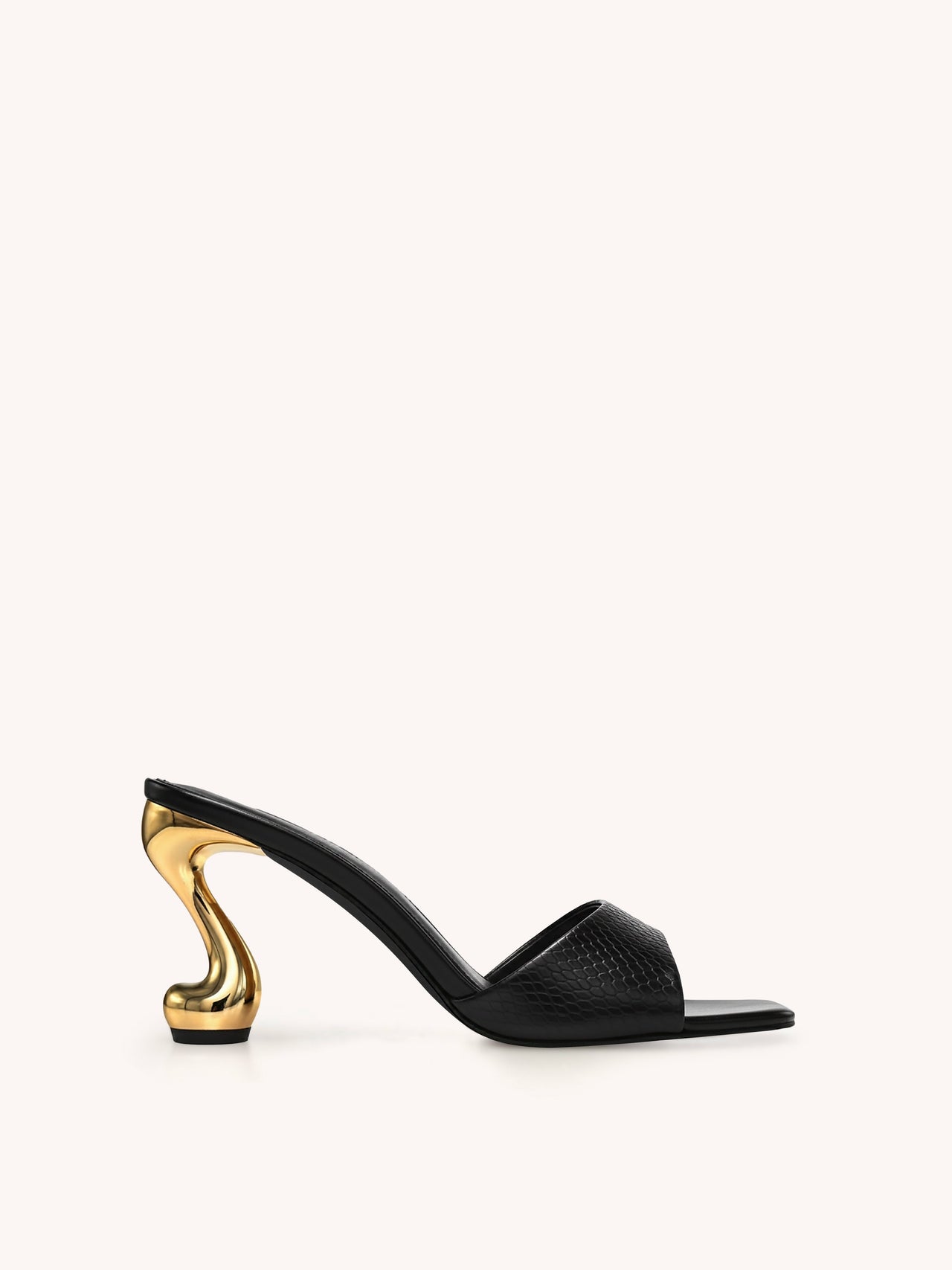 Hannah Mules à talons effet peau de serpent - Noir