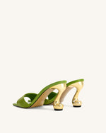 Mules à talon en cuir serpent Hannah – Vert
