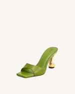 Mules à talon en cuir serpent Hannah – Vert