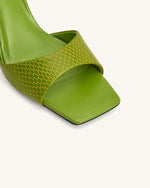 Mules à talon en cuir serpent Hannah – Vert