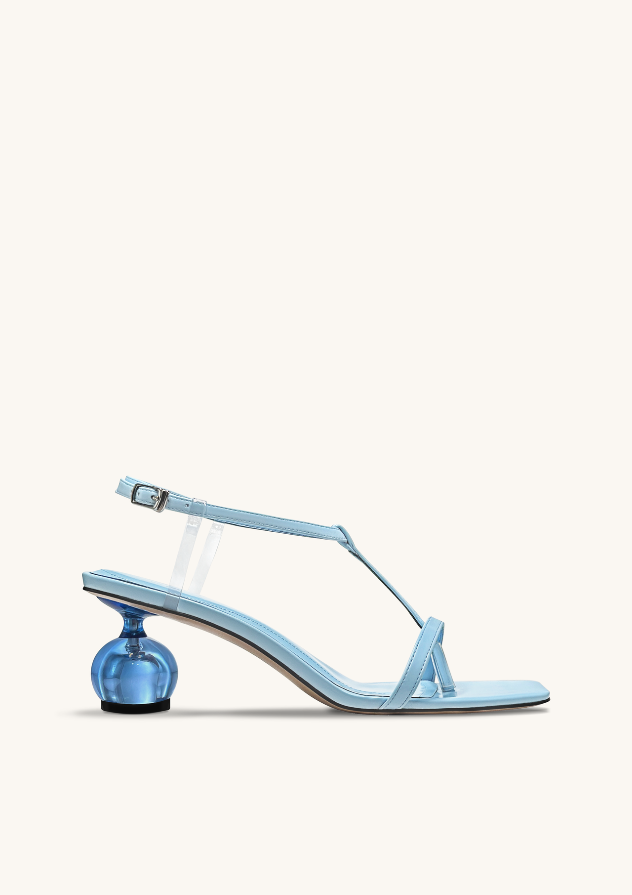 Charlotte Sandales à Brides avec Talon Sphérique – Bleu Ciel