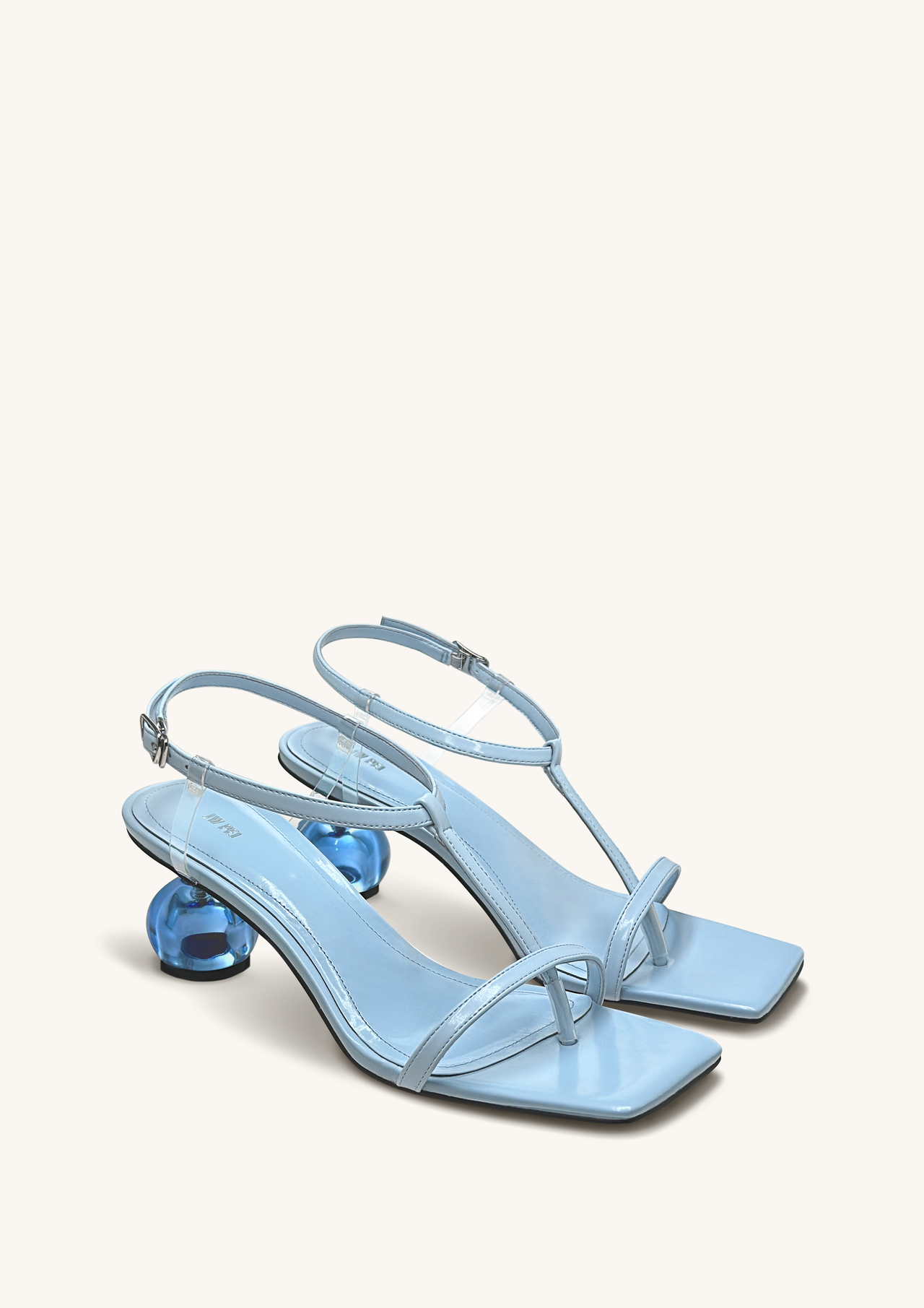 Charlotte Sandales à Brides avec Talon Sphérique – Bleu Ciel
