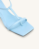 Charlotte Sandales à Brides avec Talon Sphérique – Bleu Ciel