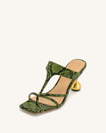 Cora Tongs à talons effet peau de serpent – Vert
