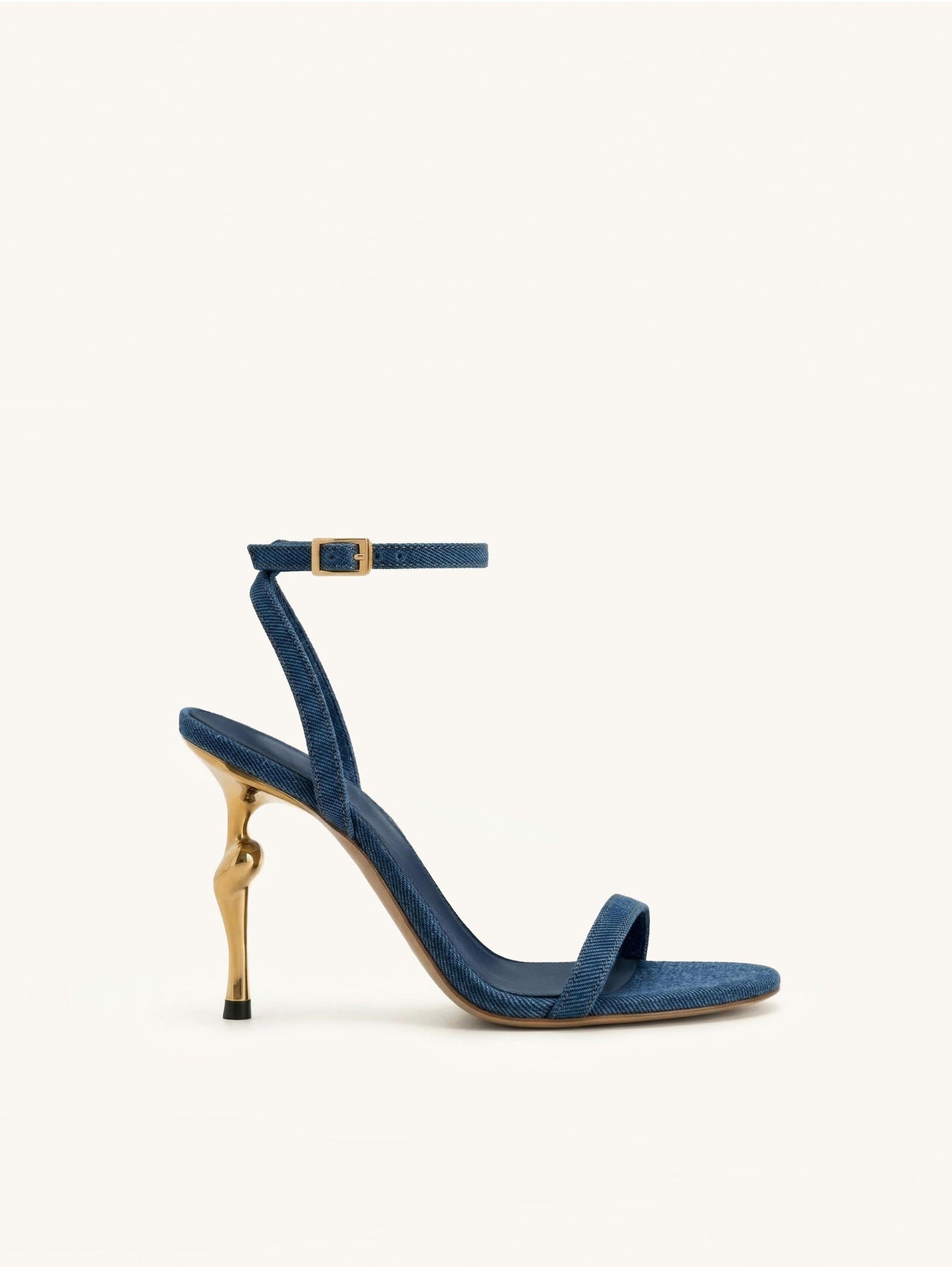 Alivia Sandales à talon en métal doré - Bleu denim