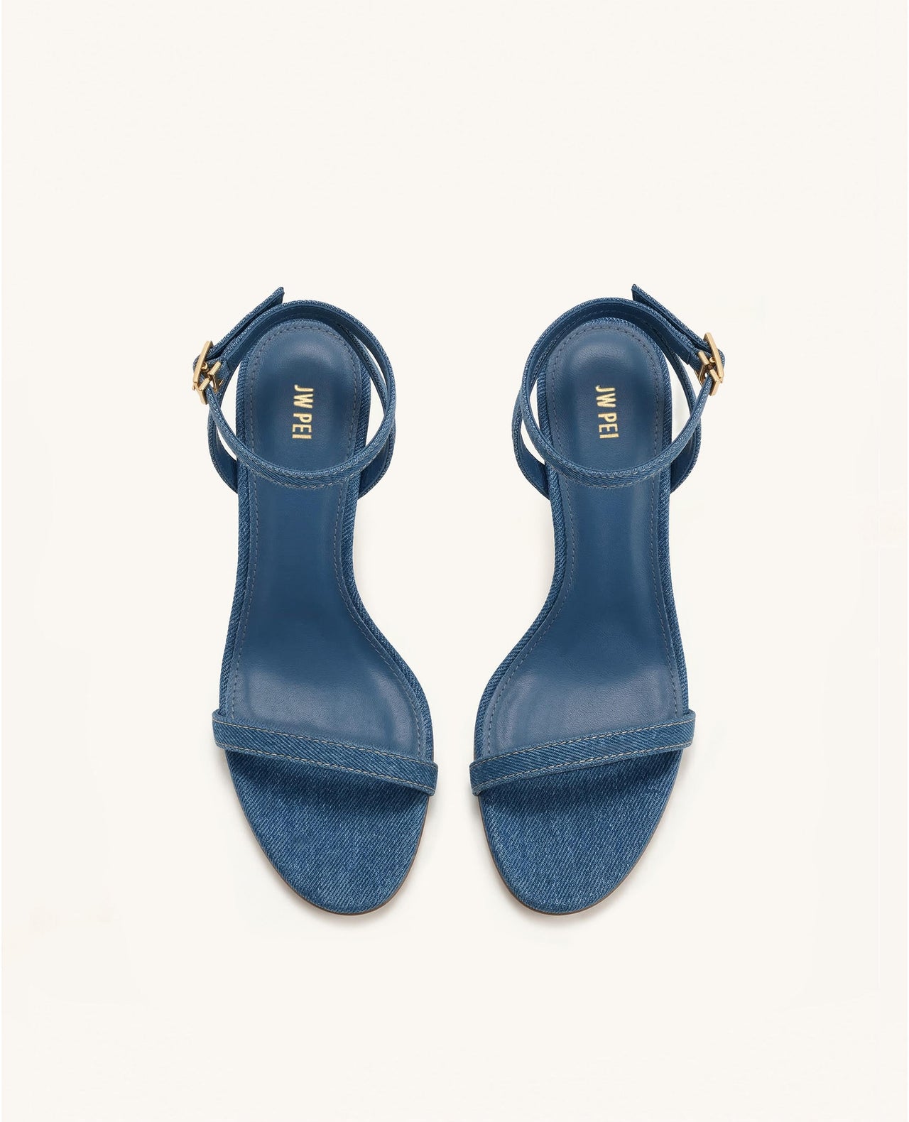 Alivia Sandales à talon en métal doré - Bleu denim