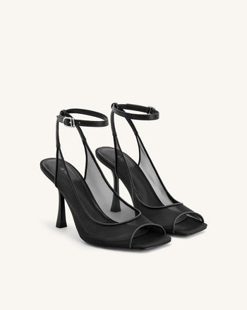 Sandales Serenity à Bout Ouvert en Maille avec Bride arrière - Noires