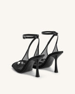 Sandales Serenity à Bout Ouvert en Maille avec Bride arrière - Noires