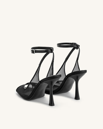Sandales Serenity à Bout Ouvert en Maille avec Bride arrière - Noires