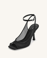 Sandales Serenity à Bout Ouvert en Maille avec Bride arrière - Noires