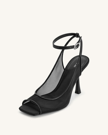 Sandales Serenity à Bout Ouvert en Maille avec Bride arrière - Noires