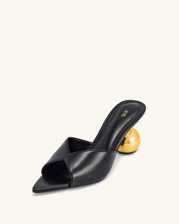 Ellie Mules à talon sphérique – Noir