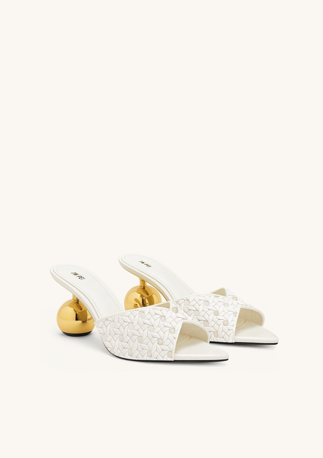 Mules Ellie à Talon Sphérique Tressé - Blanc