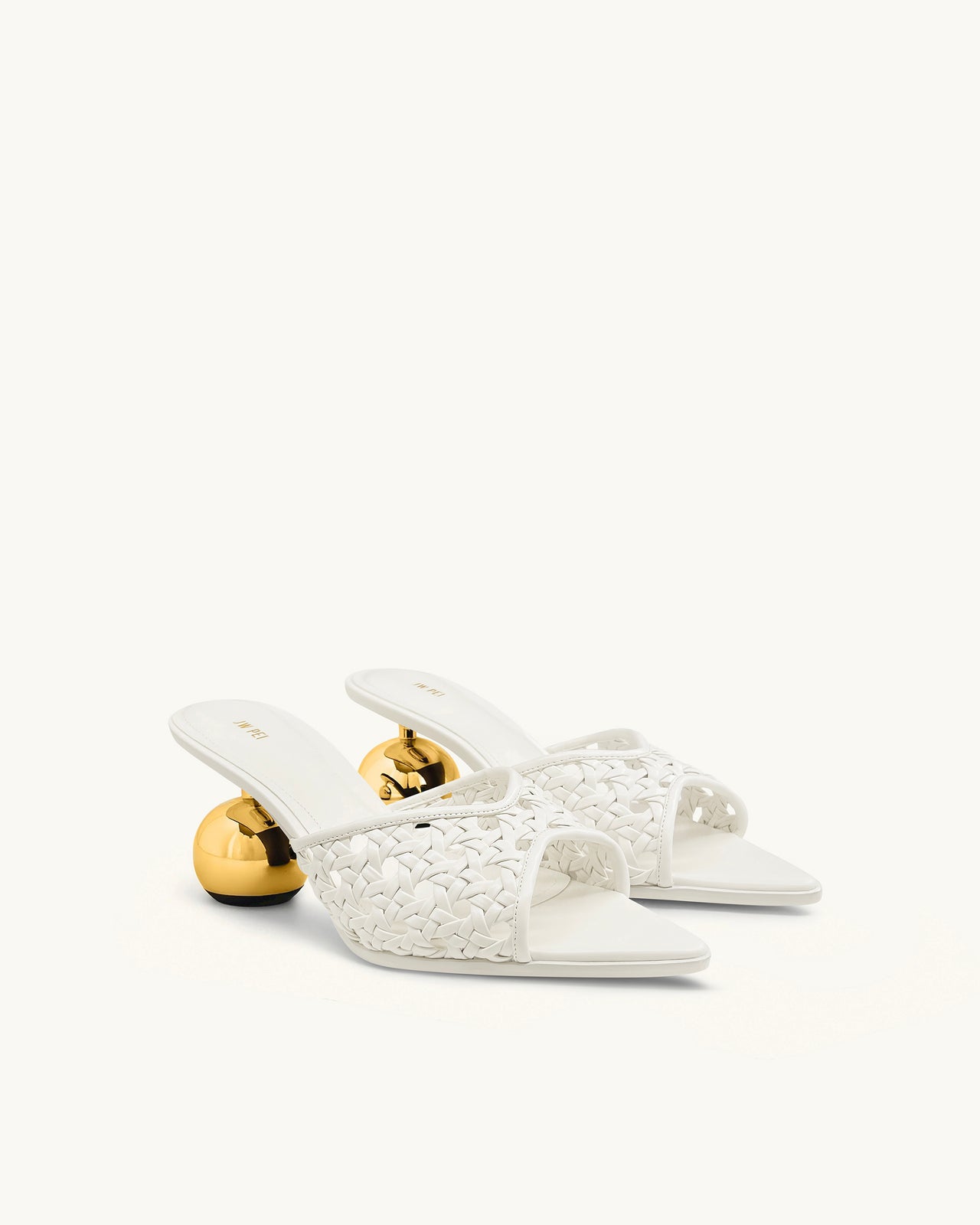 Mules Ellie à Talon Sphérique Tressé - Blanc