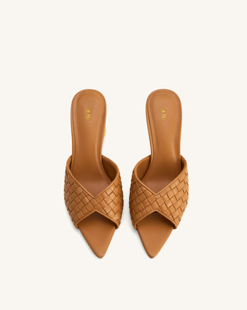 Mules Ellie à Talon Sphérique Tressé - Kaki
