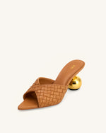 Mules Ellie à Talon Sphérique Tressé - Kaki