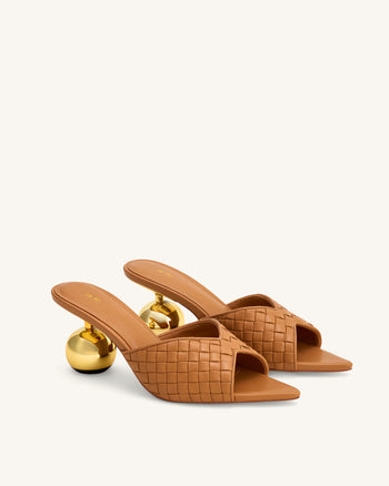 Mules Ellie à Talon Sphérique Tressé - Kaki