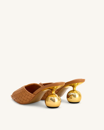 Mules Ellie à Talon Sphérique Tressé - Kaki