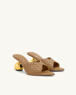 Mules Ellie à Talon Sphérique Tressé - Kaki
