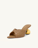 Mules Ellie à Talon Sphérique Tressé - Kaki