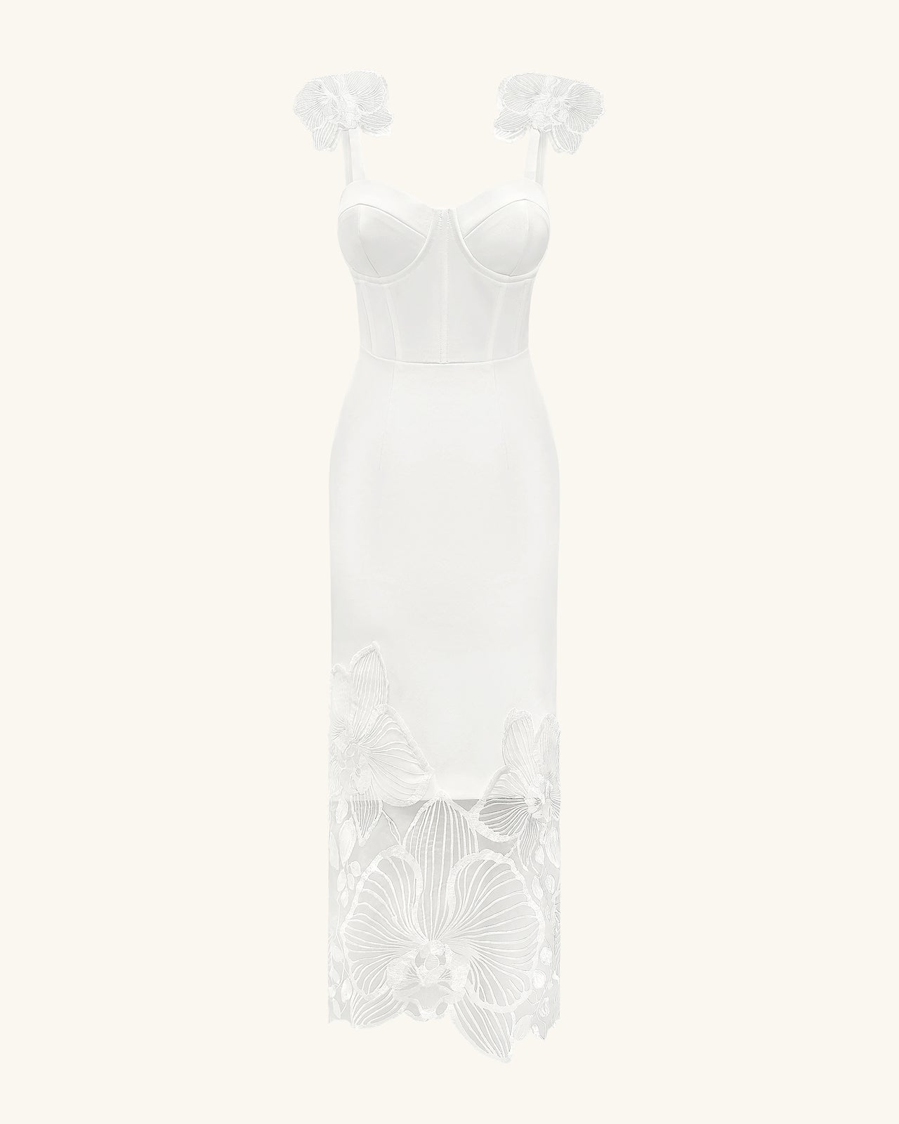 Orchidée Brodée Corset Dress - Blanc
