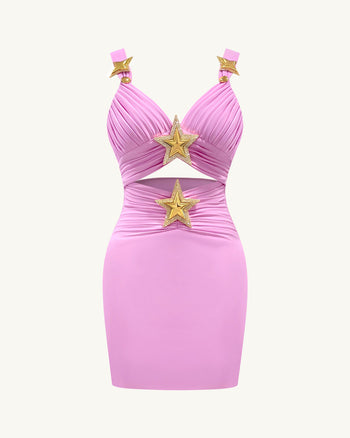 Robe mini avec détails étoilés – Rose