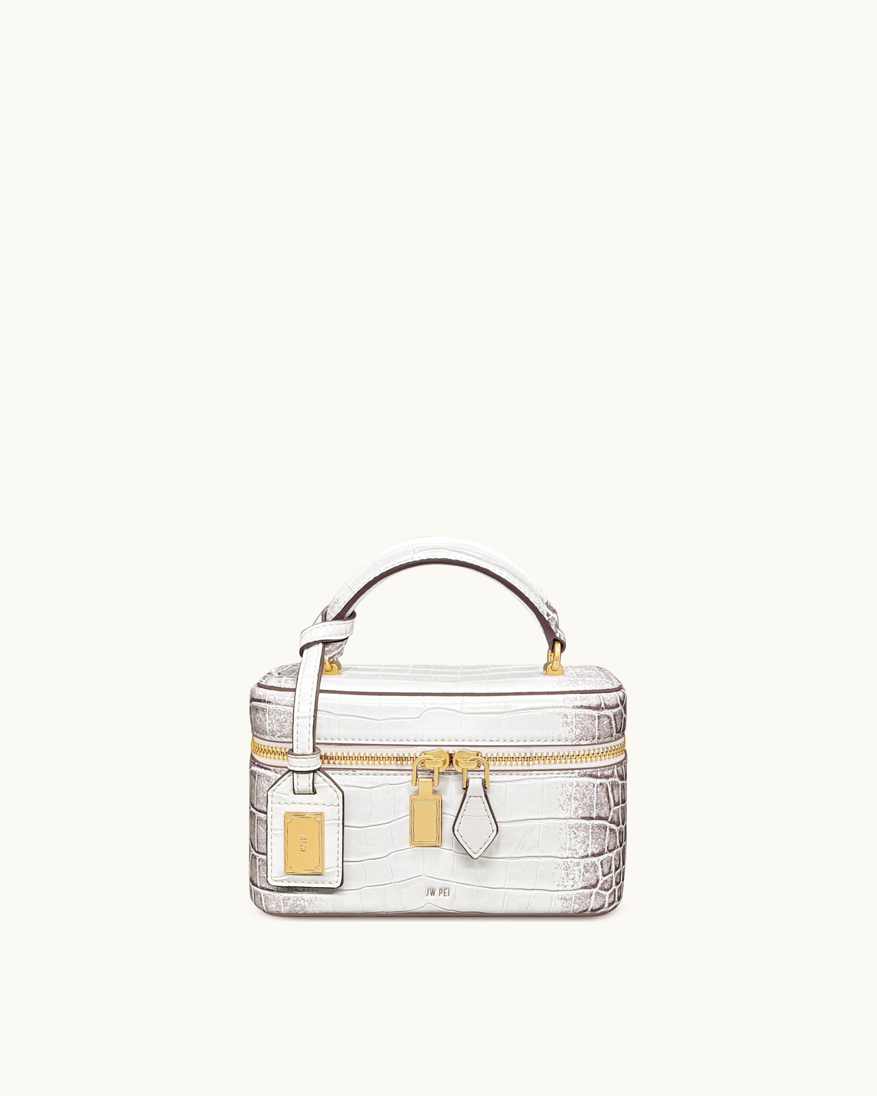 Sac à main avec anse supérieure en forme de boîte Cleo - Blanc Croco