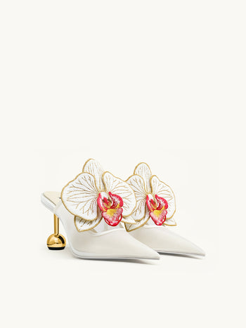 Sofia Mules à talons sphériques Orchidée - Blanc