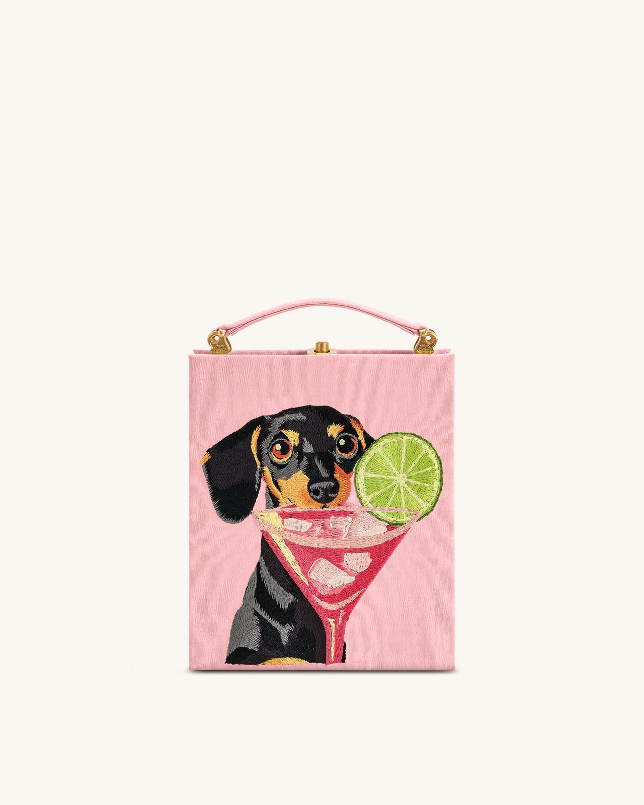 Pochette en forme de livre à motif chiot Taya - Rose