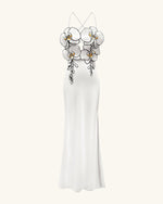 Robe Brodée Orchidée - Blanc/Noir