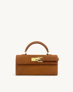 Sac à poignée supérieure Keyla en suédine synthétique – Marron