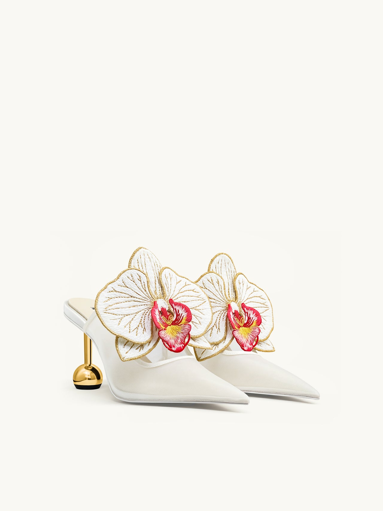 Sofia Mules à talons sphériques Orchidée - Blanc