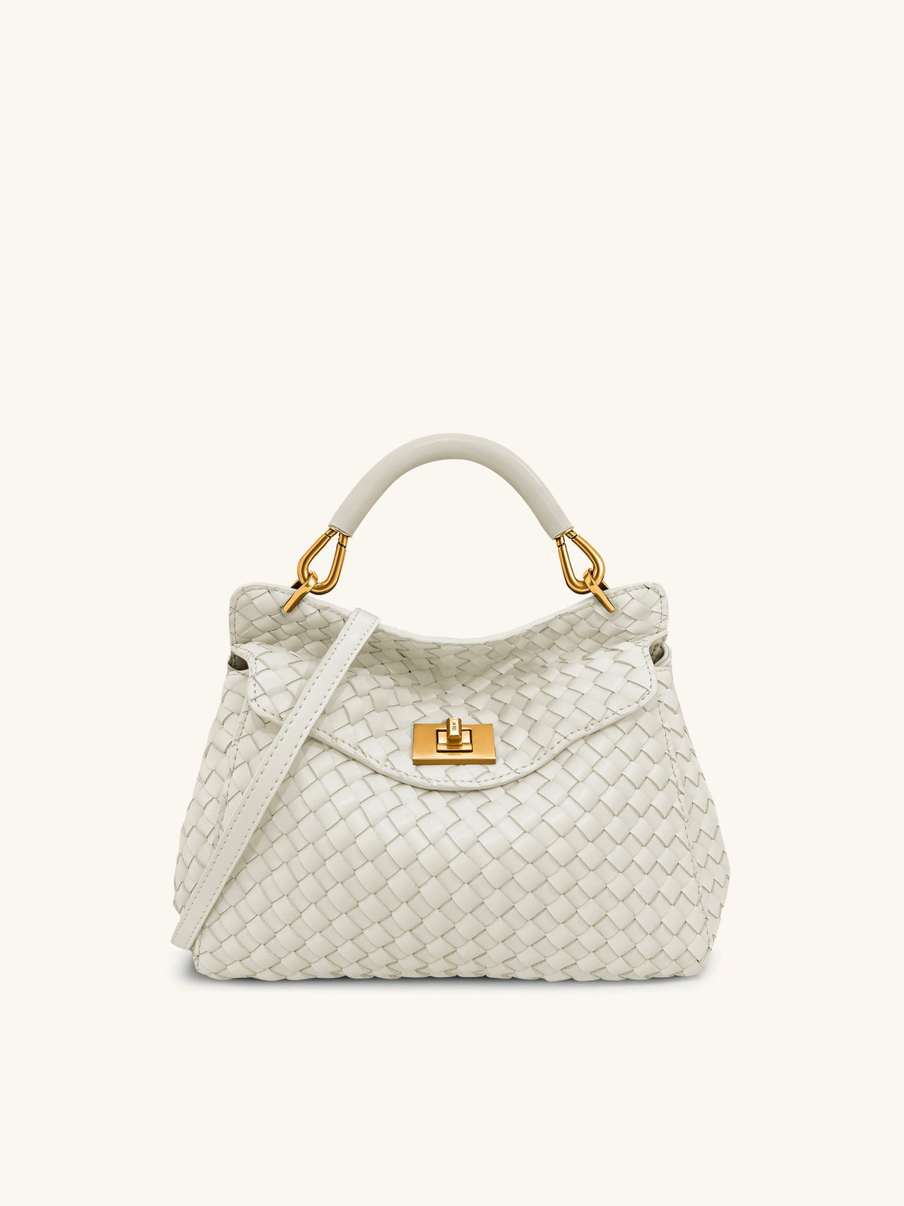 Sac tressé classique à poignée Lucia – Blanc