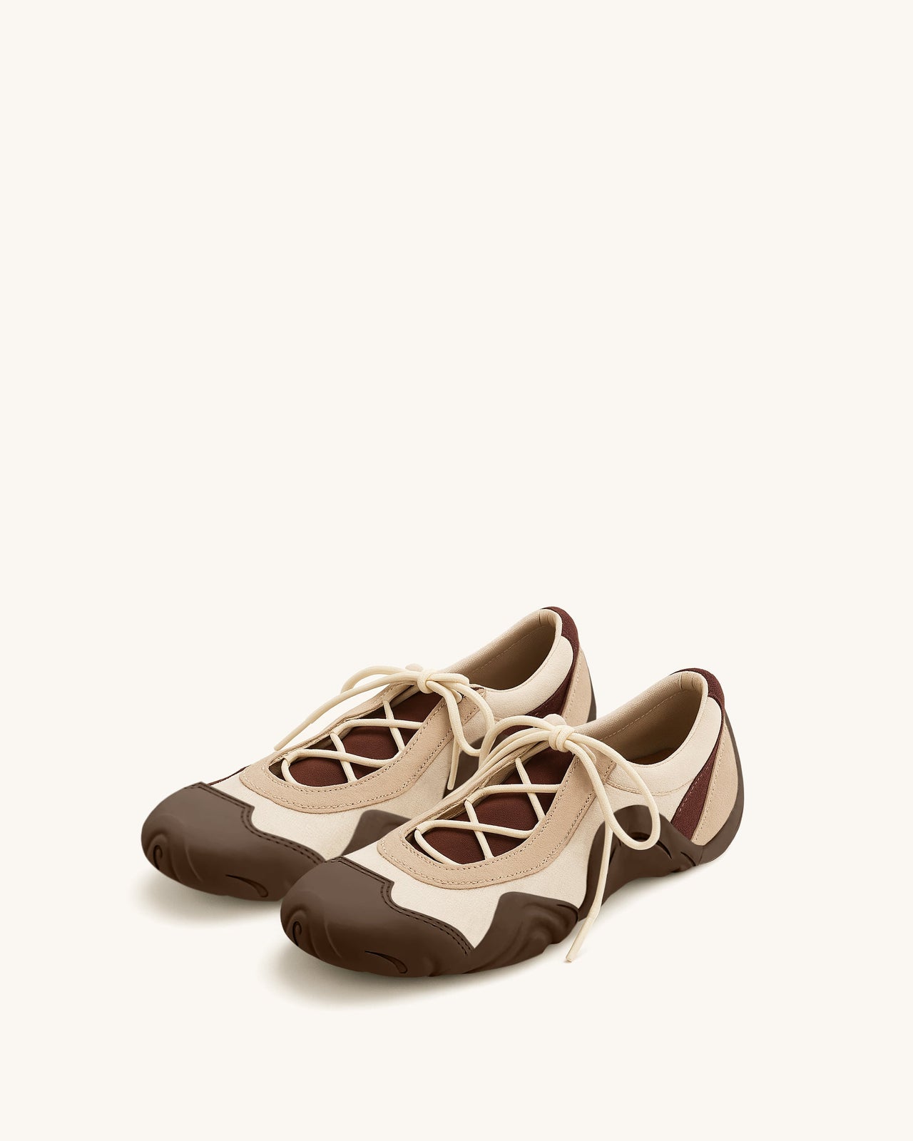Baskets ballerines à lacets Caitlin - Marron clair