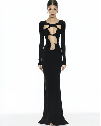 Robe Bodycon Ava à Découpes - Noire