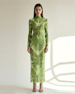 Robe en tulle transparent motif libellule – Vert