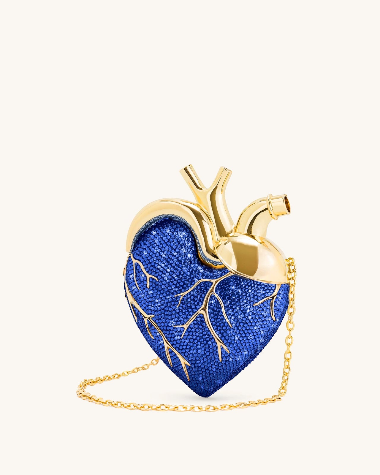 Sac Maren en forme de cœur en cristal artificiel – Bleu cobalt