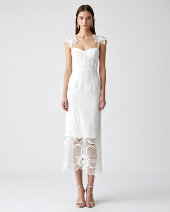 Orchidée Brodée Corset Dress - Blanc